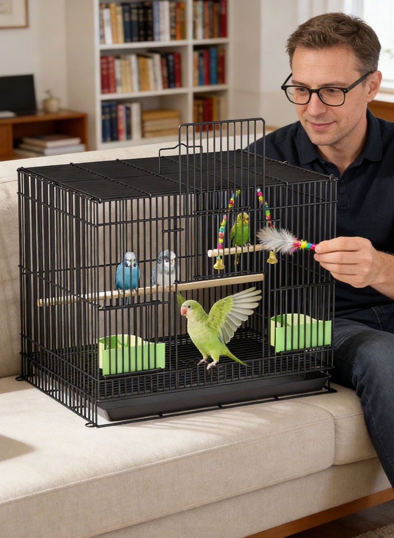 Kidle Portable Bird Cage Metal Parrot Cage Pigeon Cage with Feeding Bowls for 3-4 Birds - Image 3